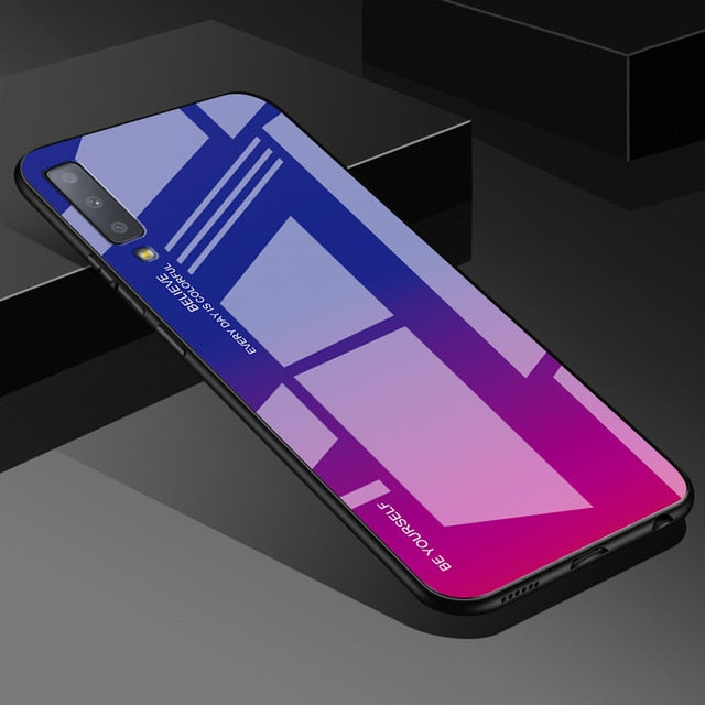 Zadní ochranné tvrzené sklo pro Samsung modro-fialová