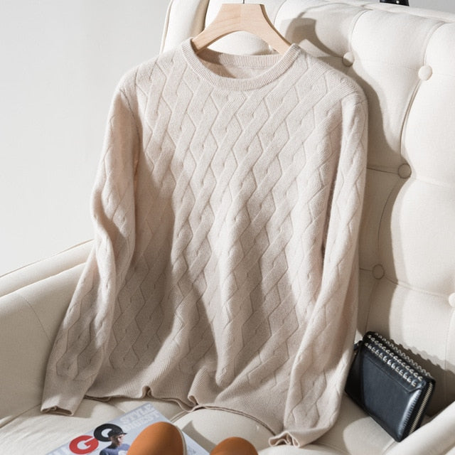 Kašmírový svetr s pleteným vzorem