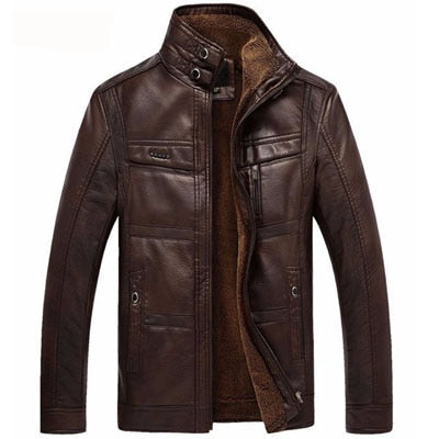 Pánská kožená bunda s plyšovou podšívkou (Výprodej)
