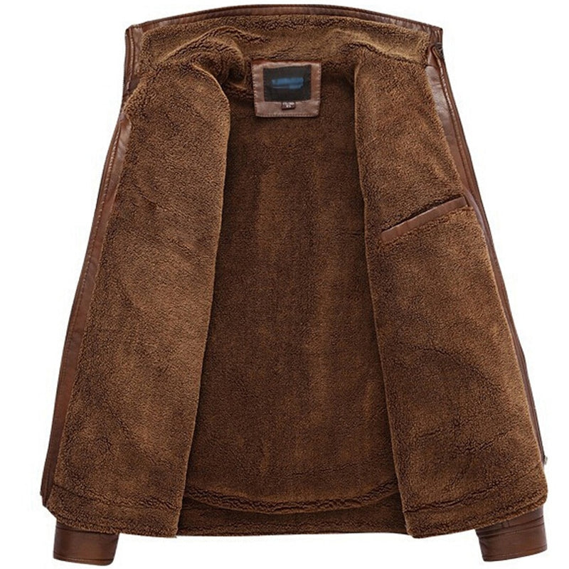 Pánská kožená bunda s plyšovou podšívkou (Výprodej)