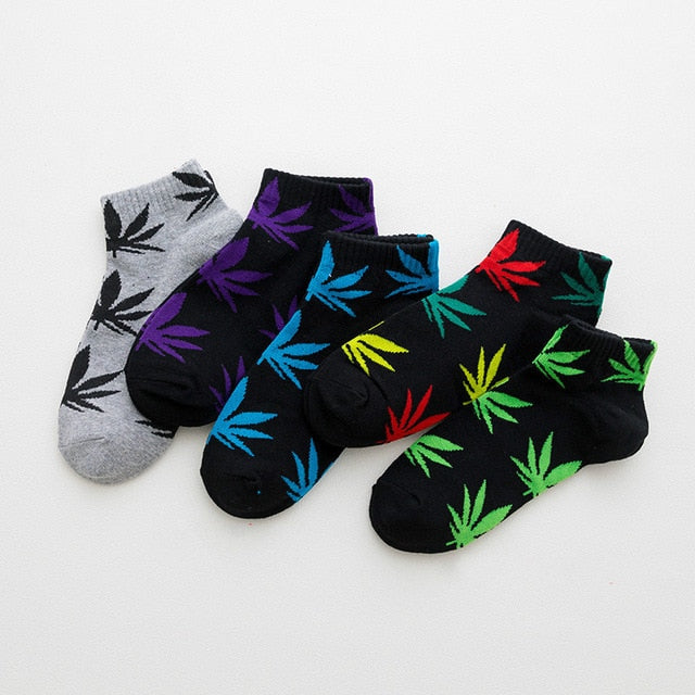 5 párů pánských kotníčkových ponožek s listem marihuany