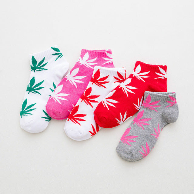 5 párů pánských kotníčkových ponožek s listem marihuany